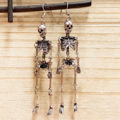 Movable Skeleton Dry Bone Dangle Earrings, Squelette Earring Halloween Gothic Body Parts Cosplay Accessoires Skull Drop KL30FG