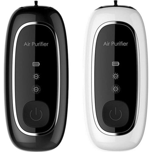 2Pcs Usb Portable Air Purifier, Personal Hanging Necklace with Negative Ion Air Freshener-No Radiation - Black & White