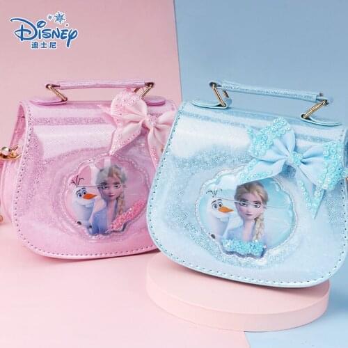 Cartoon Disney Frozen 2 Elsa Bowknot Backpack Kindergarten Shoulder Bag Girls Crossbody Coin Purse Holiday Travel Pocket Handbag