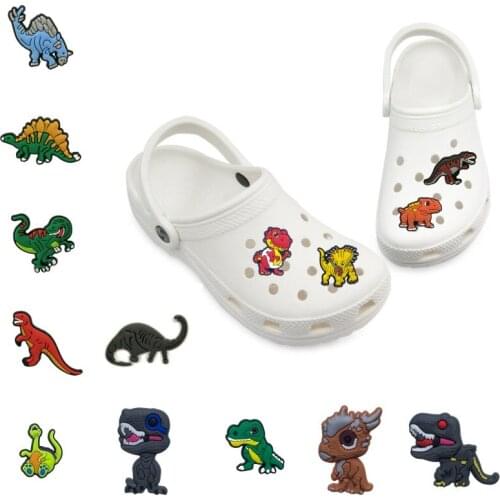 1-5pcs Dinosaur Boy Clog CharmsTyrannosaurus Triceratops Stegosaurus Shoe Charms Accessories for Garden Slipper Sandals Kid Gift