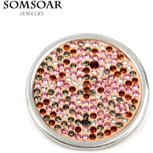 Somsoar Jewelry 33MM Champagne Crystal Coin Fit 35MM My Coin Holder Frame Pendant Necklace 10pcs/lot