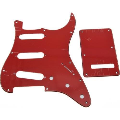 ST Guitar Pickguard,Trem Cover and Screws SSS Red 3 Ply