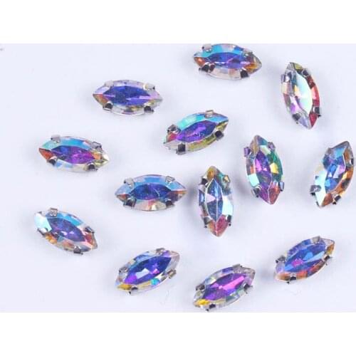 Rhinestone The Horse Eye Diamond Rhinestones Applique Four Claws Crystals Rhinestones Sewn for Wedding Dress Strass for Sewing F