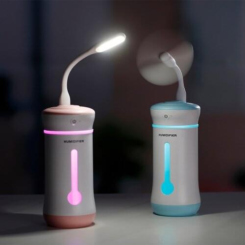 3 In 1 Ultrasonic Air Humidifier 300ml Mini Aroma Diffuser With USB Fan and Mini Night Light For Home Car Office