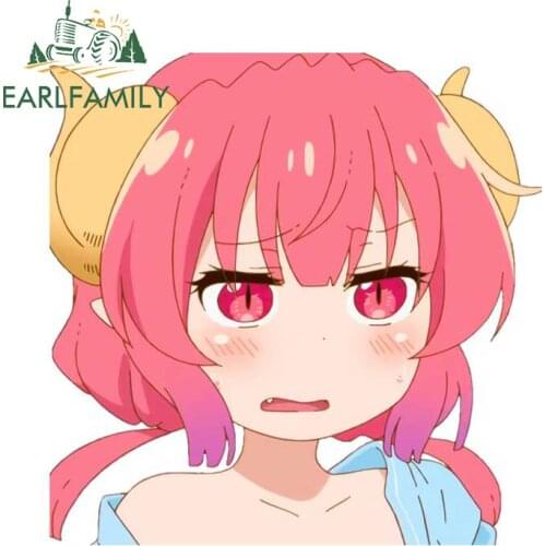 EARLFAMILY 13cm x 13cm for Kobayashis Maid Dragon Iruru Anime Car Stickers Scratch-Proof Waterproof Decal Refrigerator Sticker