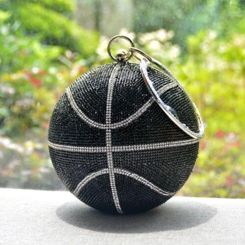Women Glitter Basketball Prom Handbag Ladies Wedding Party Evening Clutch Banquet Purse Shoulder Bag