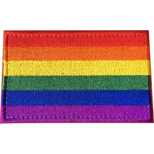 Rainbow Flag Badge Patch Peace LGBT Hook & Loop Sewing Fabric Lesbian Military Tactical Embroidery Applique DIY Patchwork