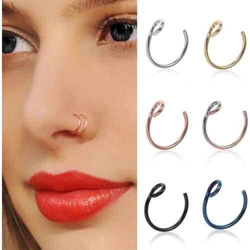 1Pc U Shaped Fake Nose Hoop Septum Rings Nose Clip Stainless Steel Nose Piercing Body Piercing Jewelry