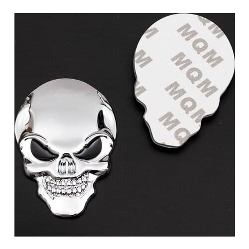 2x 3D Auto Stickers Metal Skull Shape Chrome Badge Emblem Decal Motorcycle Modified Car Accessories