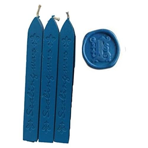 New 3pcs Blue Wax Sticks with Wicks for Decorative Wedding Invitations Wax Seal Sealing Stamp Gift Cards Sealing Wax