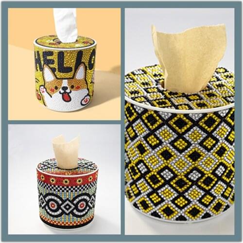 DIY 3D Special Shape Diamond Painting Roll Cylinder Tissue Box 5D Puzzle Storage Box Mandala Diamond Embroidery Home Decor Gift