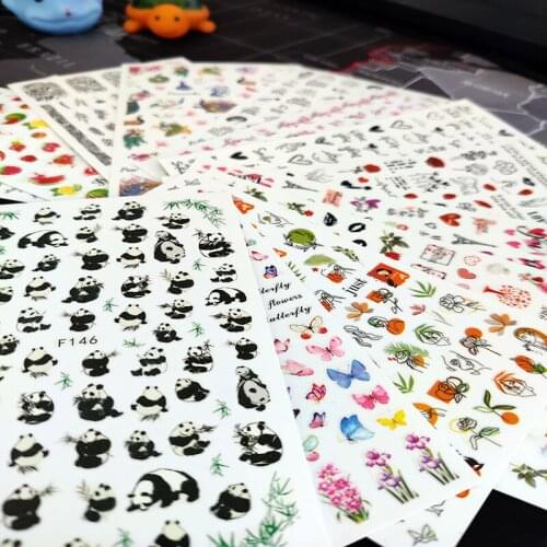 3D Nail Sticker Anime Animal Panda Slider Nails Art Decoration Wraps Decals Cute Design Adhesive Manicure Tips Stickers Pegatina