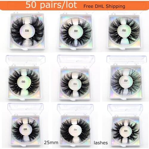 50 pairs/lot 25mm Lashes 3D Mink Eyelashes Handmade Dramatic Lashes Mink Full Volume False Eyelash Makeup cilios visofree lashes
