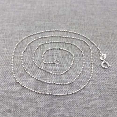 925 Sterling Silver Diamond Cut Bead Chain Necklace Rhodium Plated 16 18 Inches