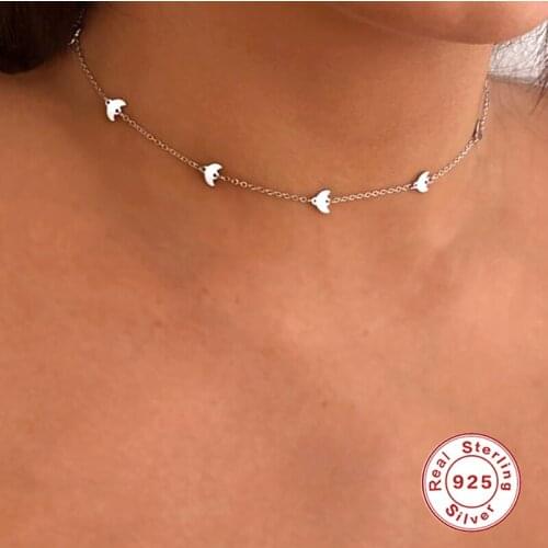 AIDE Fashion INS Moon Stacked Choker Necklace for Women Mini Moons 925 Sterling Silver Clavicle Necklaces Fine Jewelry collares