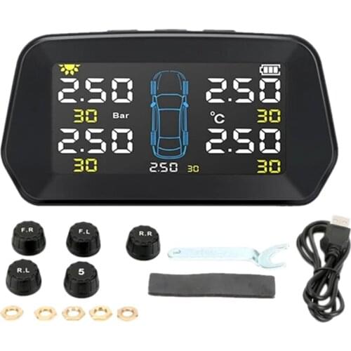 Car TPMS Tire Pressure Monitor Solar External Sensor Tire Pressure Alarm Monitoring System Control Spare Tire