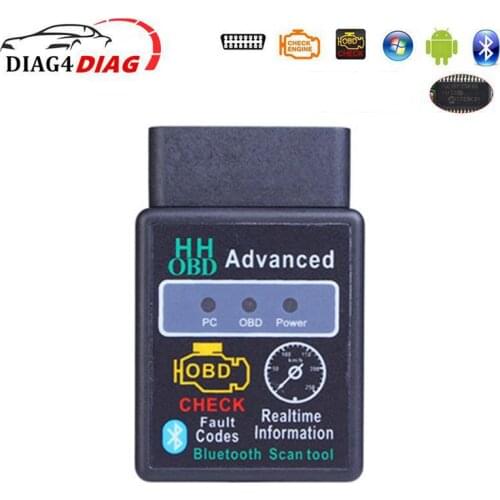ELM327 Bluetooth V2.1 HHOBD ELM 327 Car Diagnostic Interface Scan Tools Code Reader HH OBD 2 Scanner For Android Torque PC