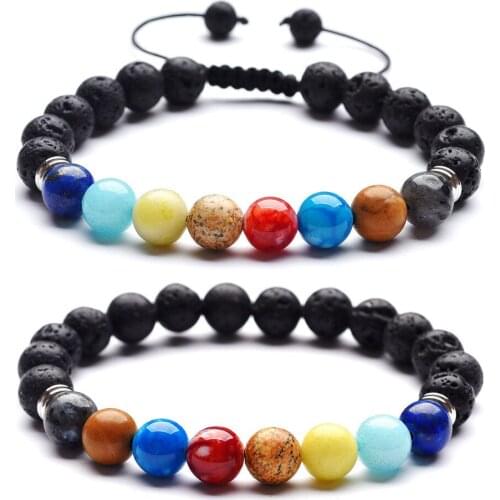 Yingwu Eight Planets Bead Bracelet Men Natural Stone Universe Yoga Solar Chakra Bracelet for Women Men Jewelry Gifts Drop Ship