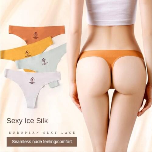 Brand Teen Women Sexy Seamless Cotton Crotch Low Waist Ice Silk One-piece Sports Underwear Women Size Hot In Europe and America