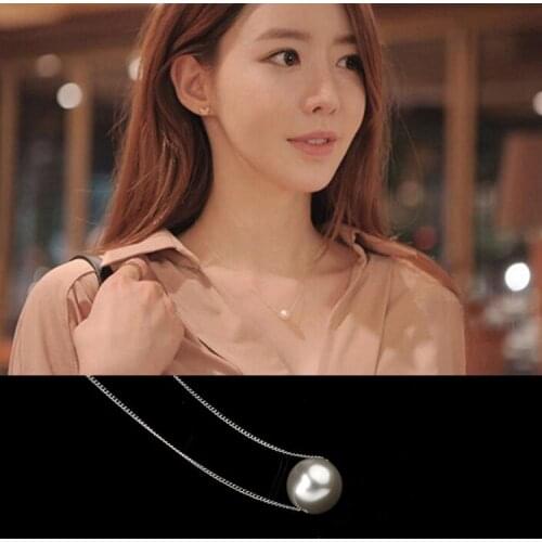 OL Style Simple Single Pearl Pendant Clavicle Chain Necklace Silver Plated Short Chain Neck Necklace Italina Fashion Jewelry