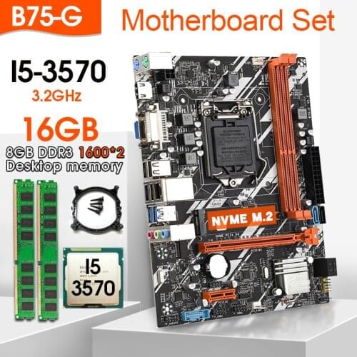 JINGSHA B75 G motherboard set with Intel Core I5 3570 2x8GB=16GB 1600MHz DDR3 Desktop Memory USB3.0 SATA3 NVME M.2 slot