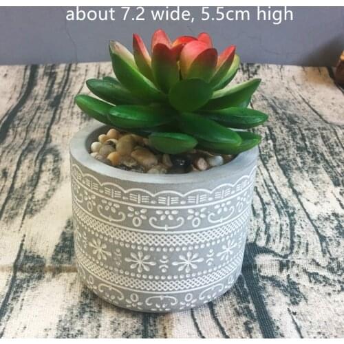 Round Cement Flowerpot Silicone Mold Lace Design for Home Decoration Concrete Planter Mould