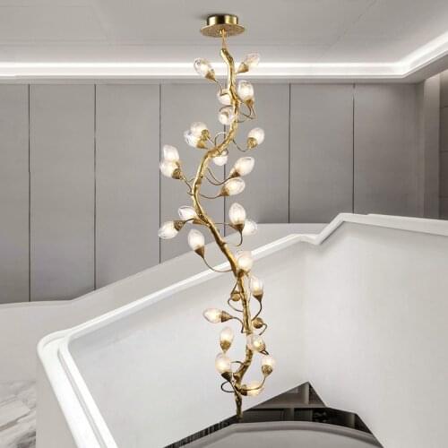 Leap living room lamp stair light long chandelier American light luxury restaurant club model room chandelier designers lamp