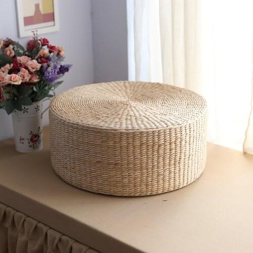 Multifunction Floor Pillow Eco-Friendly Round Straw Cushion Hand Woven Tatami Floor Mat Yoga Tea Ceremony Meditation Pad