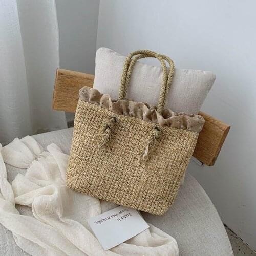 Fashion Womens Summer Straw Bag Tote Shoulder Bags Large Wicker Women Handbag Female 2021 New Braided Raffia Pouch Beach Bag