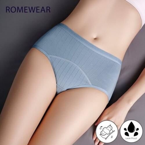 Leak Proof Menstrual Panties Women Girls Ribbed Cotton Menstruation Period Underwear Ladies Pants Elastic Belt Intimate Lingerie