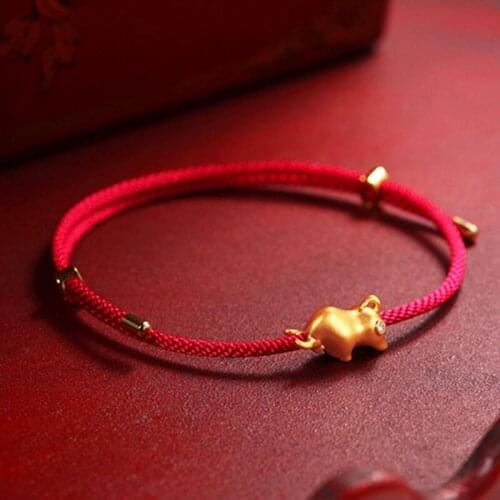 New Year 3D Zodiac Bull Red String Bracelet Adjustable Red Line String Bracelet Ladies Zodiac Bull Bracelet New Year Gift
