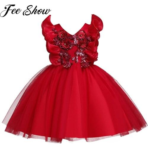 Princess Flower Girls Dress Sequins Embroidery Dress Vestidos Kids Dresses for Girl Wedding Party Dress Holy Communion Clothing