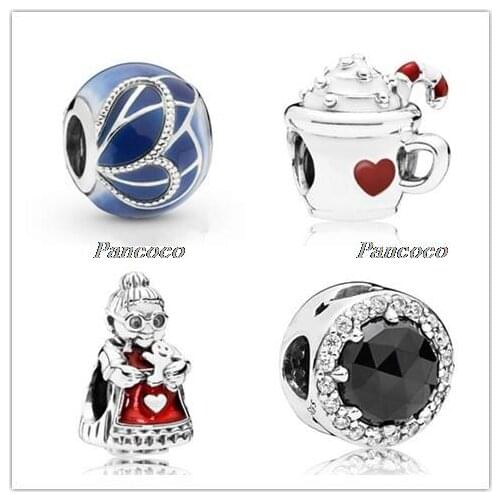 925 Sterling Silver Baeds Red Enamel Mrs. Santa Claus Charm Fit Pandora Women Bracelet & Necklace Diy Jewelry