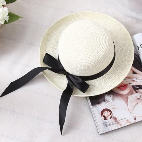 Fashion Beautiful Adult Cap Bow Straw Hat Summer Women Beach Hats Girl Women hats Sun Hats For Women Kentucky Derby Bow tie
