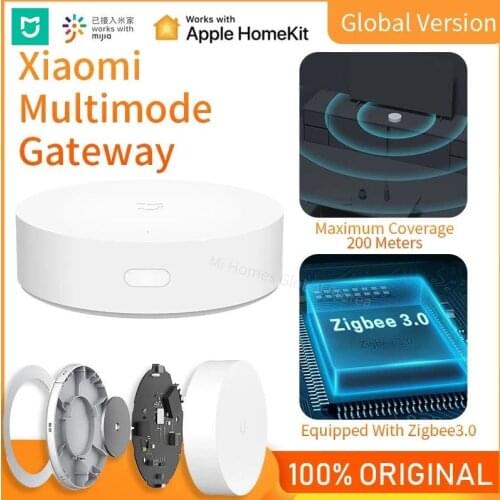 Global Version Xiaomi Mijia Gateway Mi Smart Home Hub ZigBee 3.0 WIFI BT Mesh Hub Voice Work With Mi Homes APP HomeKit