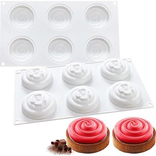 Silicone Moulds Mousse Mould for Jelly Pudding Chocolate, 6 Holes Water Ripple Shape