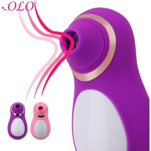 OLO Cute Penguin 10 Speeds Silicone Nippl Clitoris Sucking Stimulate Vibrator Oral Sex Vibrator Female Masturbation