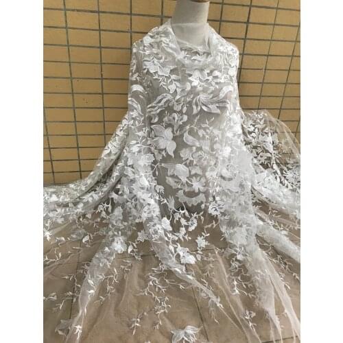 Modern French net lace fabric SYJ-308810 African embroidery tulle lace fabric for wedding dress
