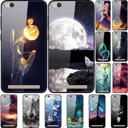 Glass Case For Xiaomi Redmi 5A Tempered Glass Case Phone Case Phone Shell Black Silicone Bumper Series 3