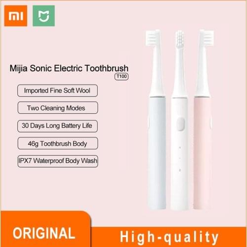 Xiaomi Mijia Sonic Electric Toothbrush Home Tooth Brush T100 Ultrasonic Waterproof USB Rechargeable Ultra Light Portable Adult