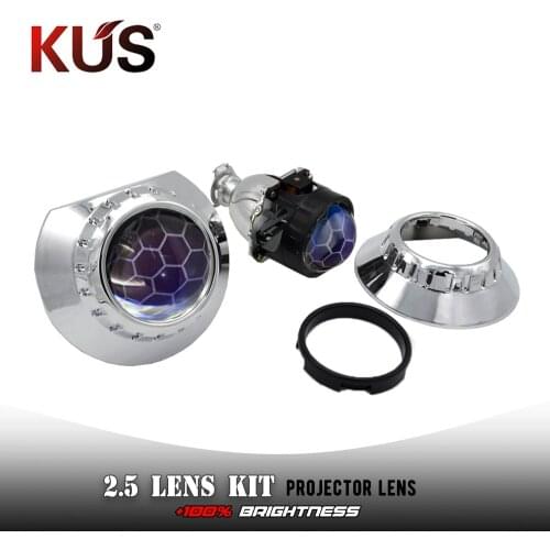 YUFANYA 2.5 Inch Bi Xenon Projector Blue Coating Honeycomb Lens 3.0 Silver Mask Fit H4 H7 Car Motorcycle Headlamp Assembly Kit