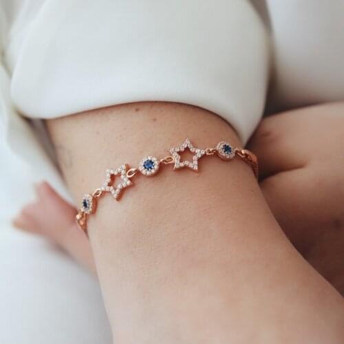 925 Sterling Silver Women Wristband Bracelet Butterfly Stars Gift Birthday Precious Stylish Chain Luxury