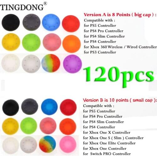 120Pcs Silicone Analog Thumb Stick Grips for PS5 PS4 PS3 for Xbox One Series Elite S X Controller Thumbstick Caps Grips