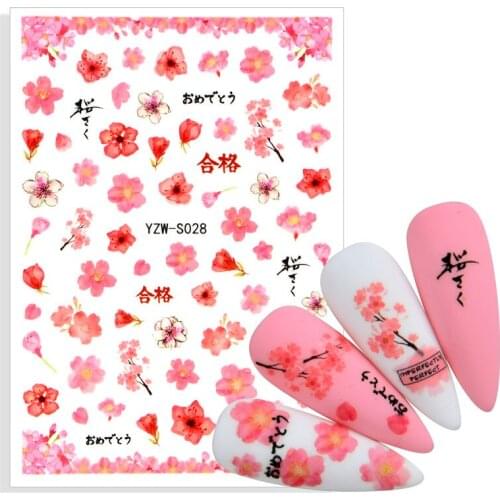 3D Cherry Blossom Nails Art Manicure Back Glue Decal Decorations Design Nail Sticker For Nails Tips Beauty