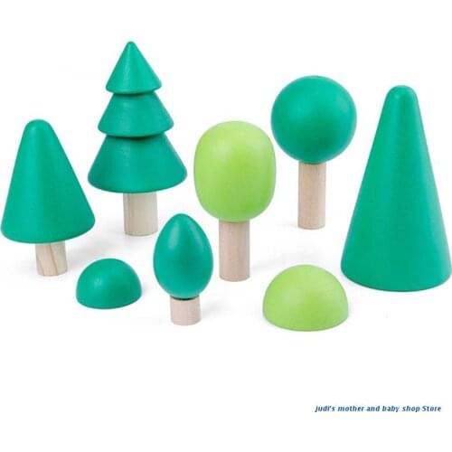 67JC Kids Forest Building Blocks Wooden Toys Rainbow Simulation Tree Educational Gift