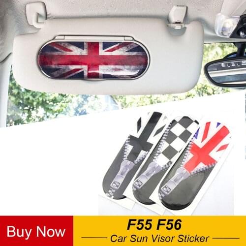 1pc Union Jack Style Car Sun Visor Makeup Mirror Back Stickers Decals Decoration For Mini Cooper F55 F56 Car Styling Accessories