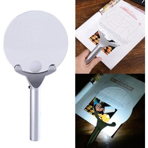 K1KA Frameless Hand Magnifier 130mm 2x 6x Glass Loupe Tool Portable Illumination with 2 LED Magnifying Glass for Reading