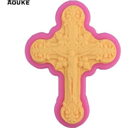 DIY Cake Decoration Tools Christ Jesus Cross 3D Chocolate Liquid Silicone Molds Pastry Molds Jello Pudding Ice Cube Soap Mould