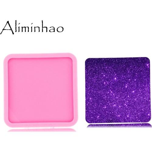 DY0272 Shiny High Quality 8cm=3.14inch Square Shape Silicone Tray Molds Epoxy Resin DIY Geode Coaster Agate Resin Mold