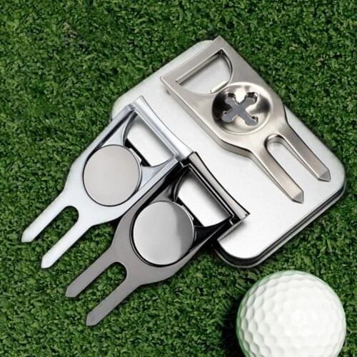 Golf Pitch Mark Score Counter Training Aids Foldable Multifunctional Lawn Golf Divot Portable Putting Green Fork Repair Tools